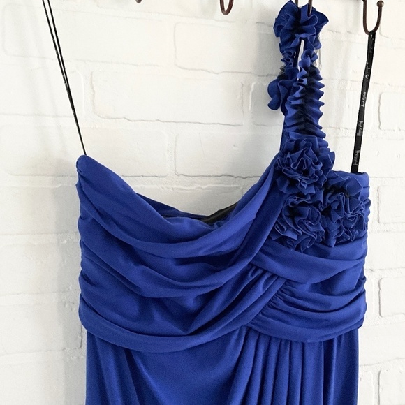 Joseph Ribkoff Mini Dress Gown Formal Asymmetrical Rosette Cobalt blue 10 - Picture 6 of 14